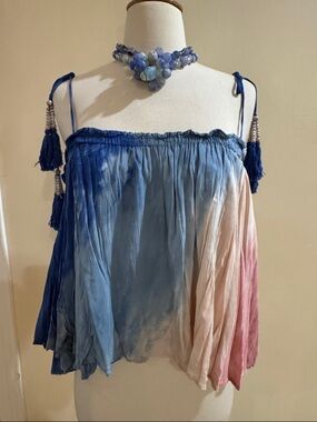Young Fabulous & Broke Blue to Pink Tie-Dye Off-Shoulder Camisole